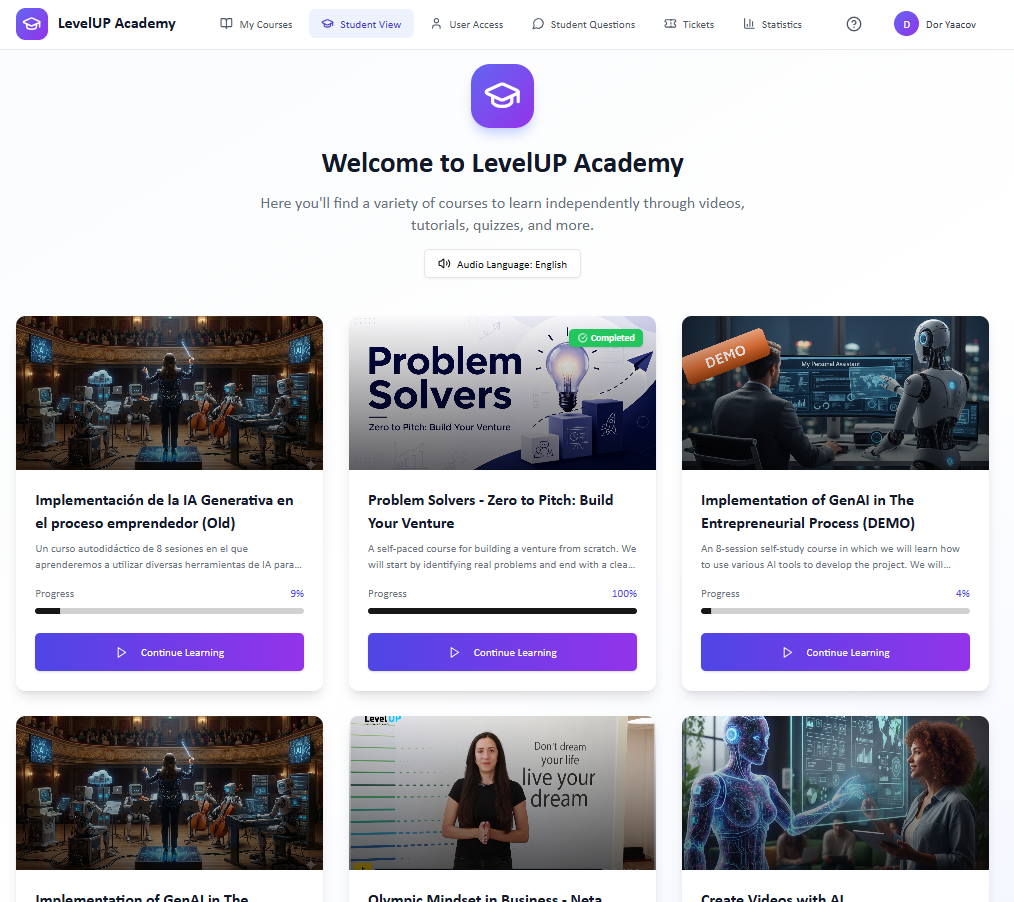 LevelUP Academy platform